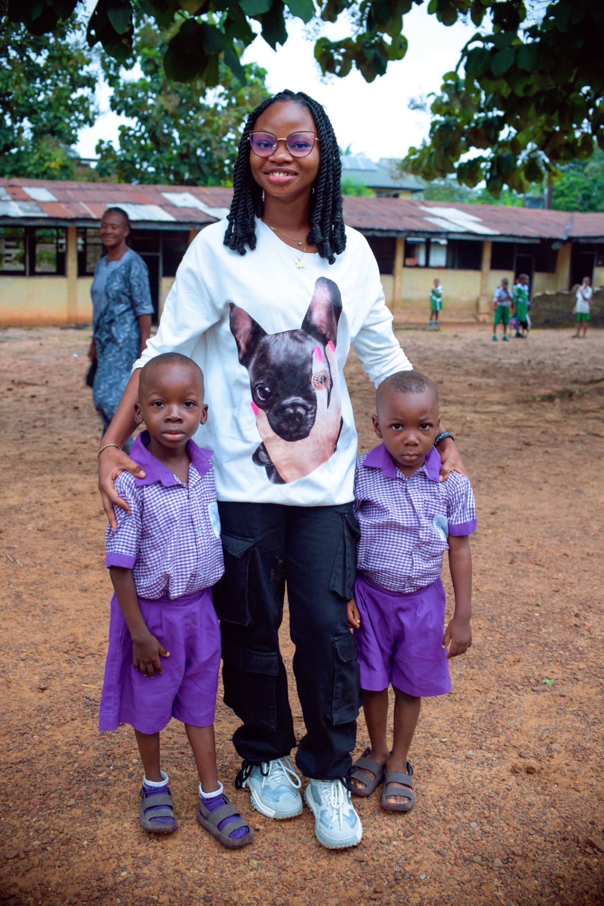 Daniella Nnachi with children supported by DON Foundation